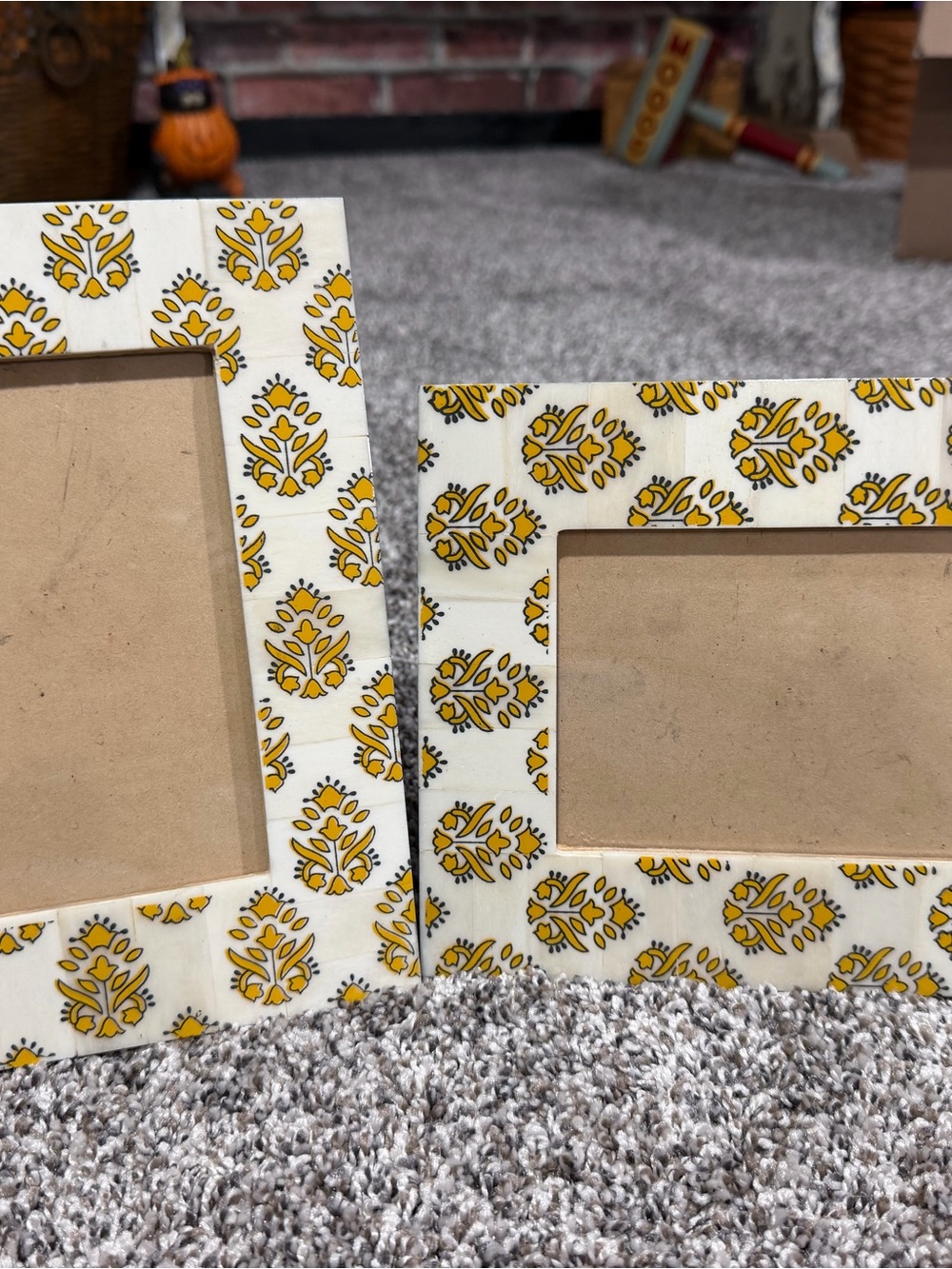Yellow Floral Bone-Inlay Picture Frame - Set of 2
